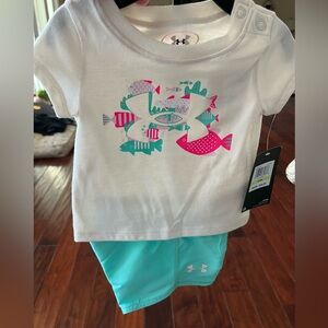 Under Armour Infant White and Aqua Shorts Set